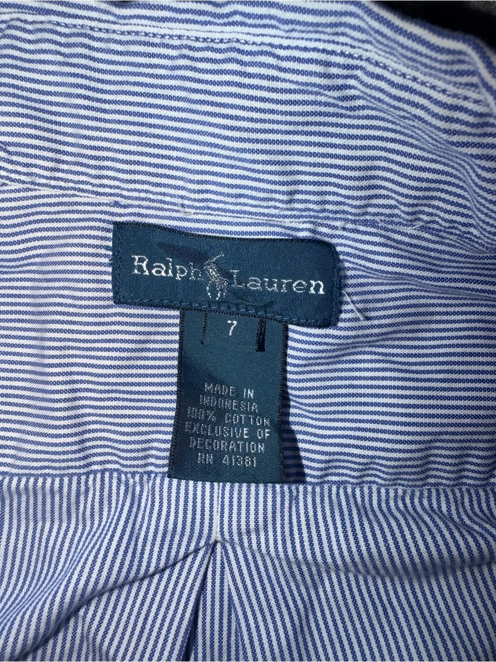 Ralph Lauren Blue and White Pinstriped Button-Down Shirt
